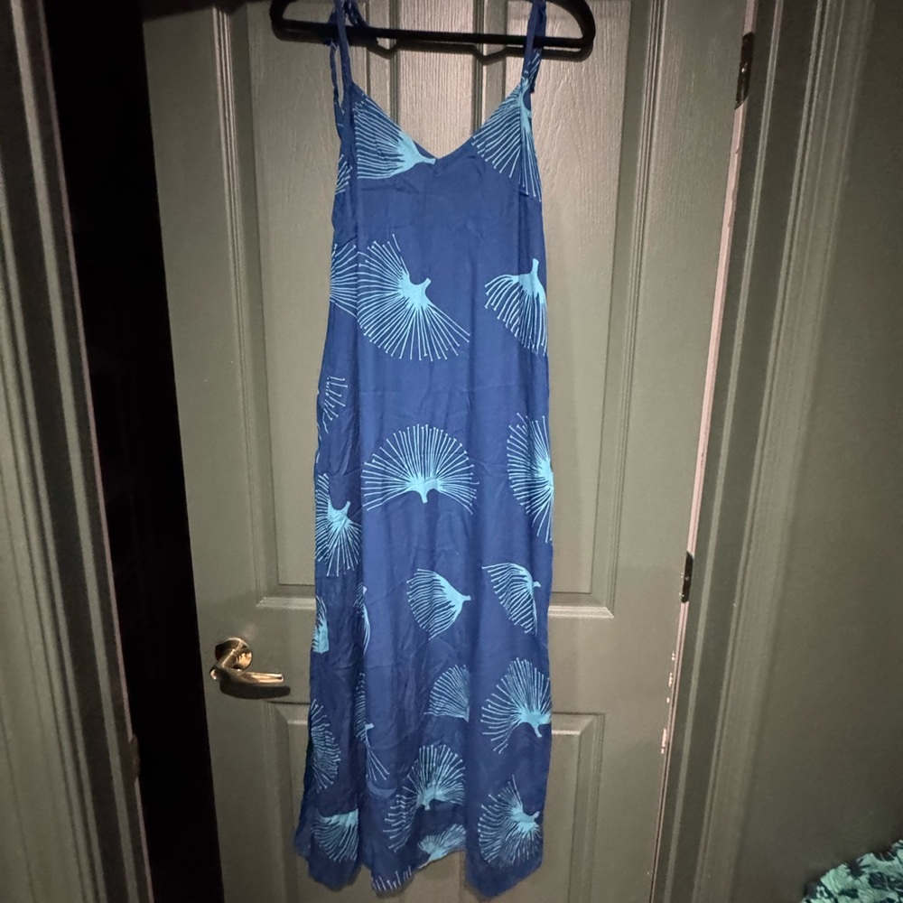Blue Spaghetti Strap Dress with pockets